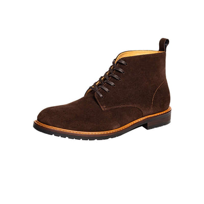 Bow Long Dream Desert Boots Men's Shoes For Fall Winter in brown suede with lace-up design.