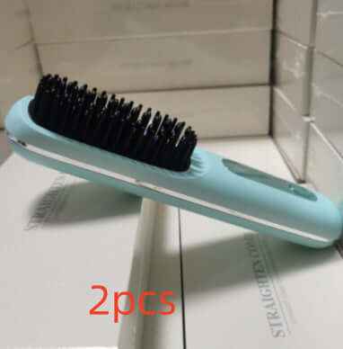 2 In 1 Straight Hair Comb Wireless Hair Straightener Brush Hair Fast Heating Portable Hot Curler USB Charging