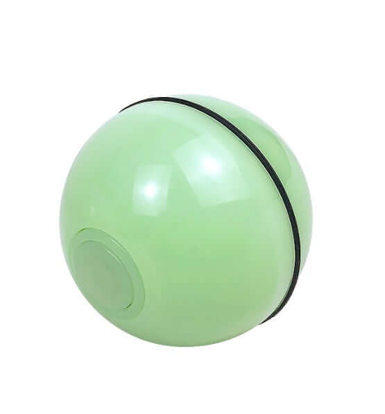 LED Laser Electronic Rolling Pet Funny Cat Toy Ball in green color with black band for feline fun.
