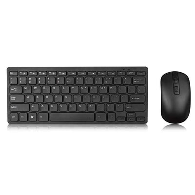 Wireless Keyboard And Mouse Set Chocolate on a white background, showcasing a sleek black design and USB connectivity.