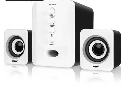 Speakers Computer D-202 Combination Music-Player Subwoofer-Sound-Box Smart-Phones Stereo in black and white design.