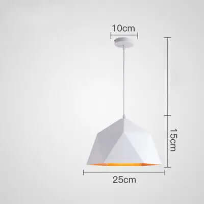 Colorful Geometric Creative Small Hanging Lamps in white, dimensions 25cm width, 15cm height, with orange interior.
