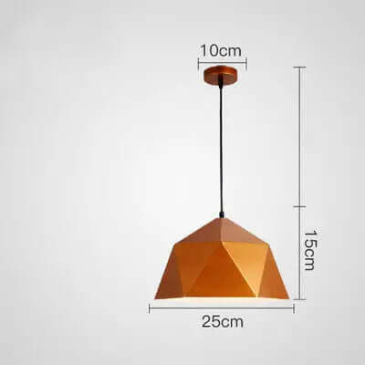 Colorful Geometric Creative Small Hanging Lamps in copper color with dimensions 25cm x 15cm.