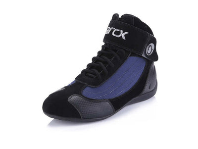 Best Selling Breathable Motorcycle Riding Shoes Summer Leather Leisure Motorcycle Shoes Men And Women Racing Shoes in black and blue.