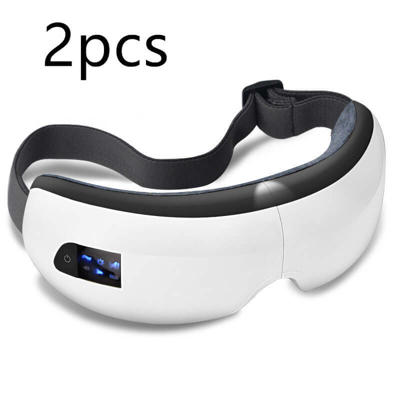 Bluetooth Music Eye Massager Air Pressure Hot Compress Dark Circles Eye Care with comfortable design and adjustable strap.