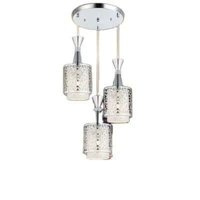 Dining Room Chandelier Modern Minimalist Nordic Single Head Small Chandelier with glass shades and chrome finish.