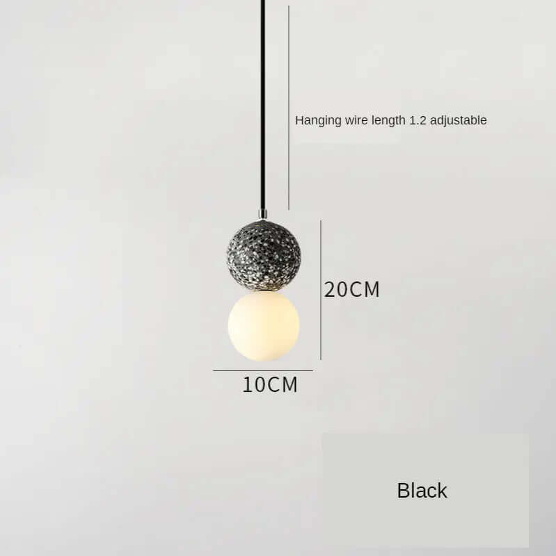 Nordic Ins Modern Cement Terrazzo Small Chandelier Restaurant Bar with adjustable wire and black design.