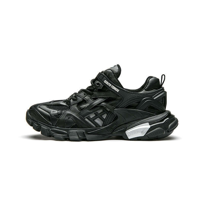 Thick-soled White Men's Ins Tide New Sports Men's Shoes in black, featuring a trendy design and durable materials.