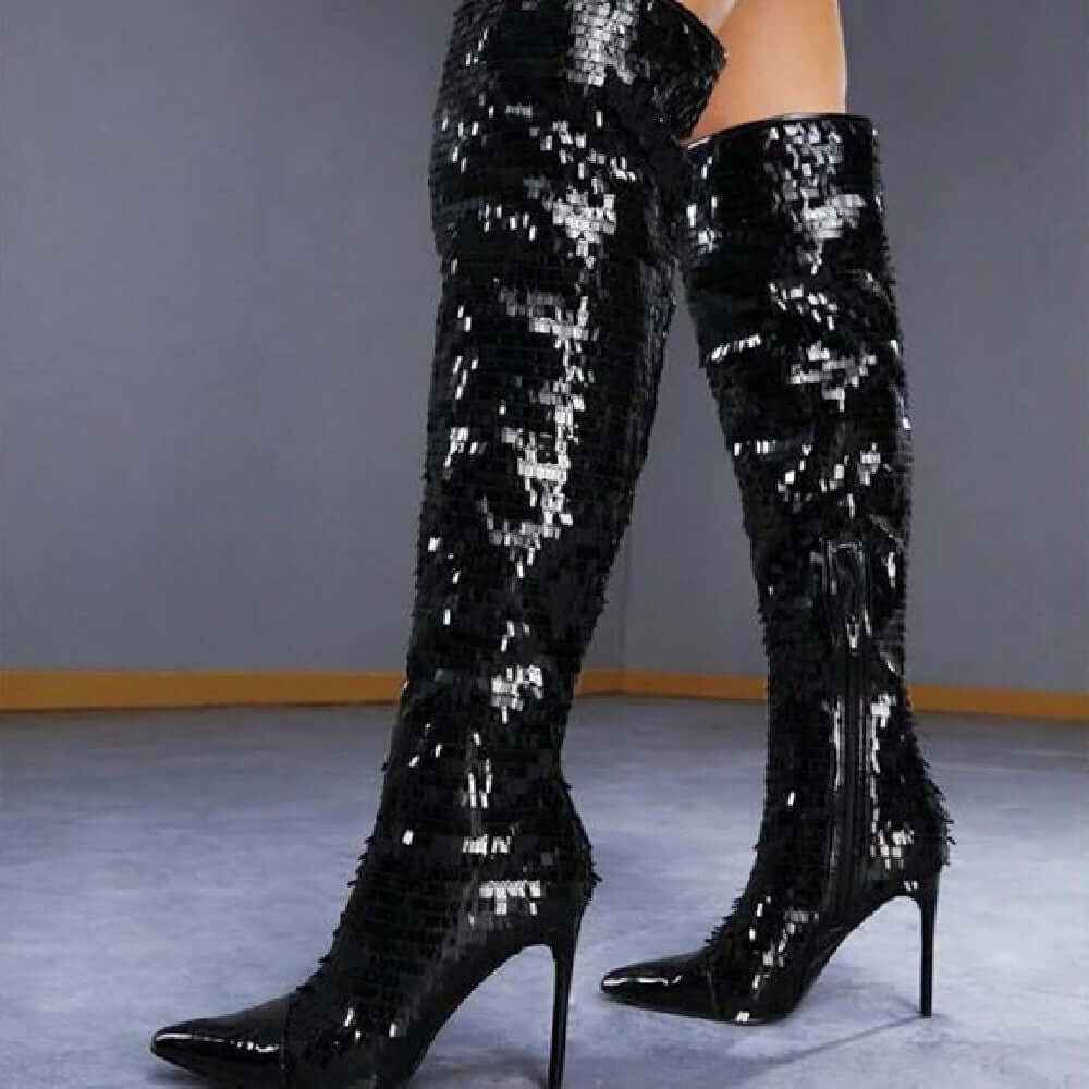 Over-the-knee Boots Women - Fashionable Sequins Style