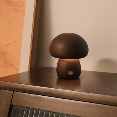 INS Wooden Cute Mushroom LED Night Light With Touch Switch  Bedside Table Lamp For Bedroom Childrens Room Sleeping Night Lamps Home Decor - Nexa Home