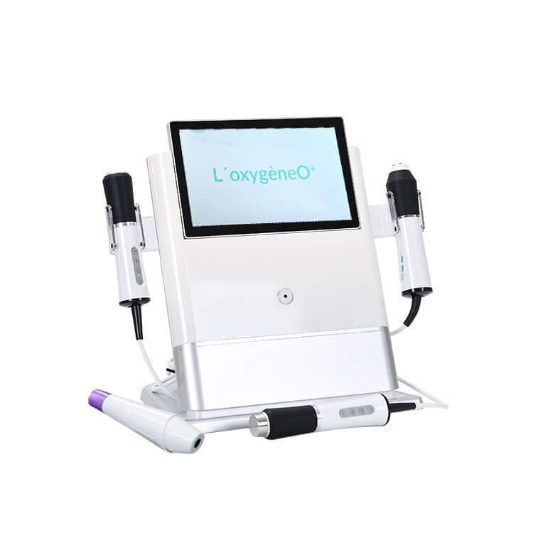 3 In 1 Ultrasonic CO2 Exfoliate Face Lifting Device Oxygen with display and handpieces for facial care.