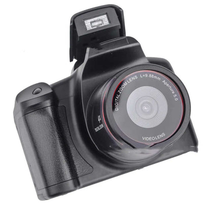XJ05 Digital Video Camera with a digital zoom lens and built-in flash