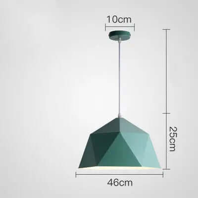 Colorful Geometric Creative Small Hanging Lamps with a green geometric design, measuring 46cm wide and 25cm tall.