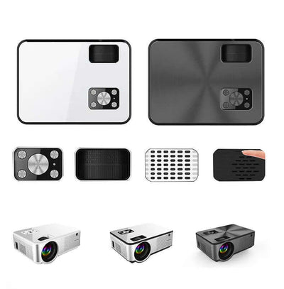 HD Home Multi-function Projector 1080P Home design with various angles and features showcased.