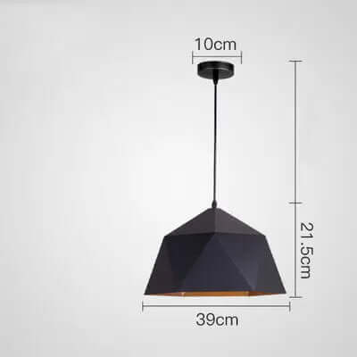 Colorful Geometric Creative Small Hanging Lamps in black with dimensions 39cm x 21.5cm x 10cm.