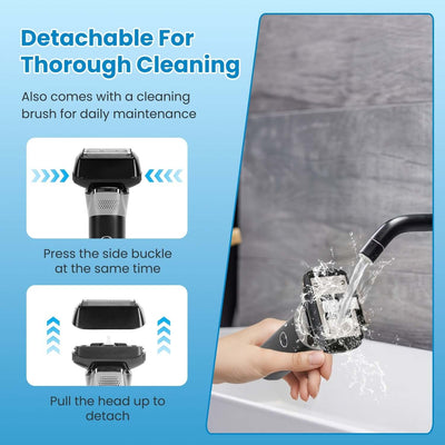 Electric Foil Face Shaver 5-Blade Electric Razor For Men Wet & Dry Jawline Beard Trimmer Precision Sideburn Shavers IPX6 with cleaning features