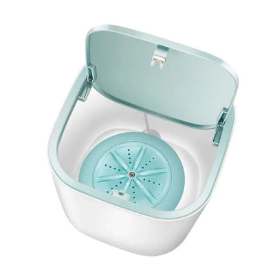 Household Small Laundry Bucket Mini Turbo Table Washing Machine Student Dormitory Underwear Socks Washer with lid open
