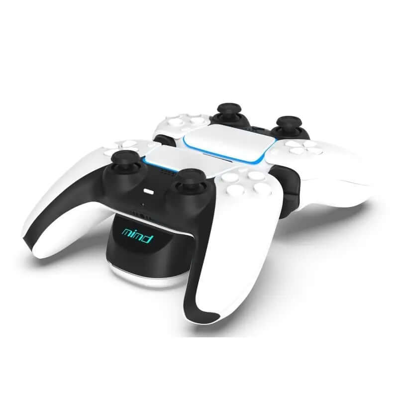 PS5 Wireless Controller Dual Charge PS5 Game Controller with dock charger for dual charging in white and black design.
