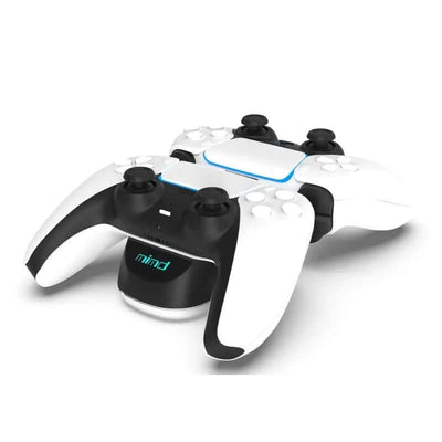 PS5 Wireless Controller Dual Charge PS5 Game Controller with dock charger for dual charging in white and black design.