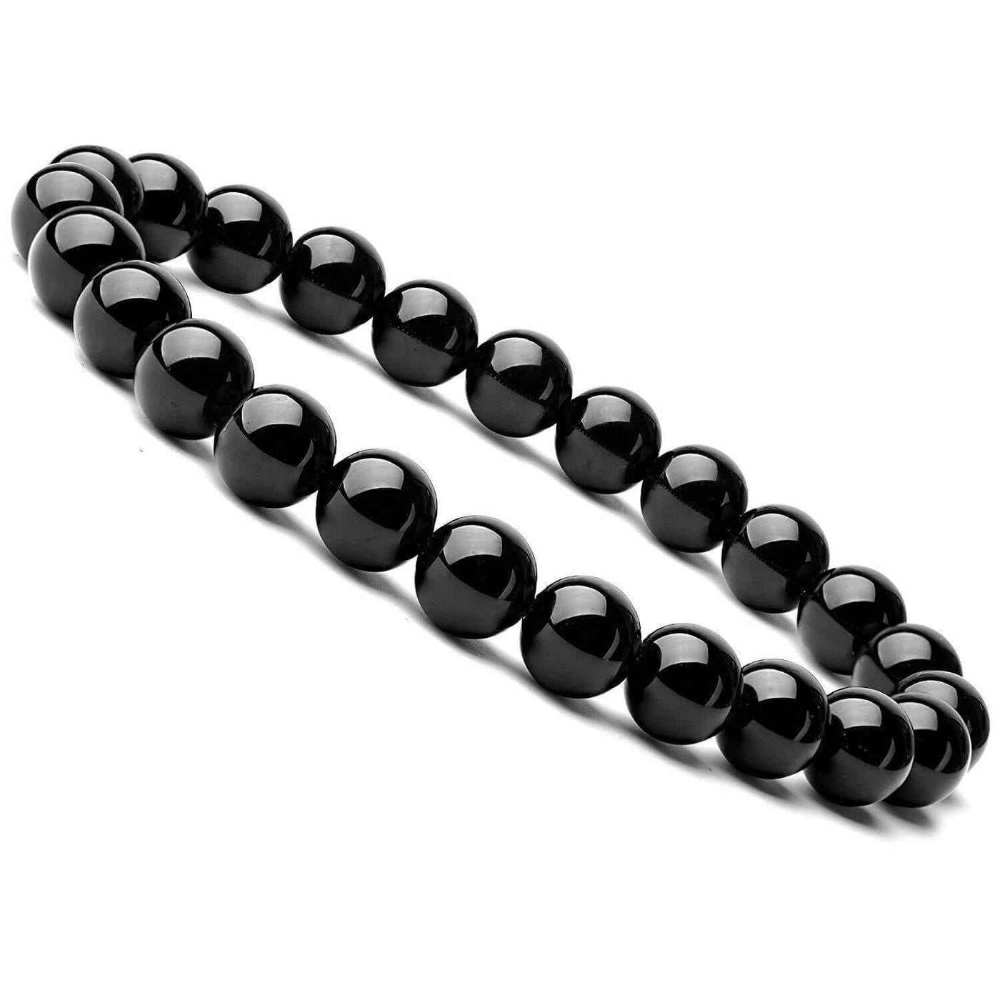 Black Onyx Bracelet made with 8MM black agate beads on elastic cord, stylish and functional for women.