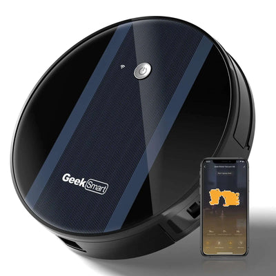 Geek Smart Robot Vacuum Cleaner G6 Plus, Ultra-Thin, 1800Pa Strong Suction, Automatic Self-Charging, Wi-Fi Connectivity, App Control.