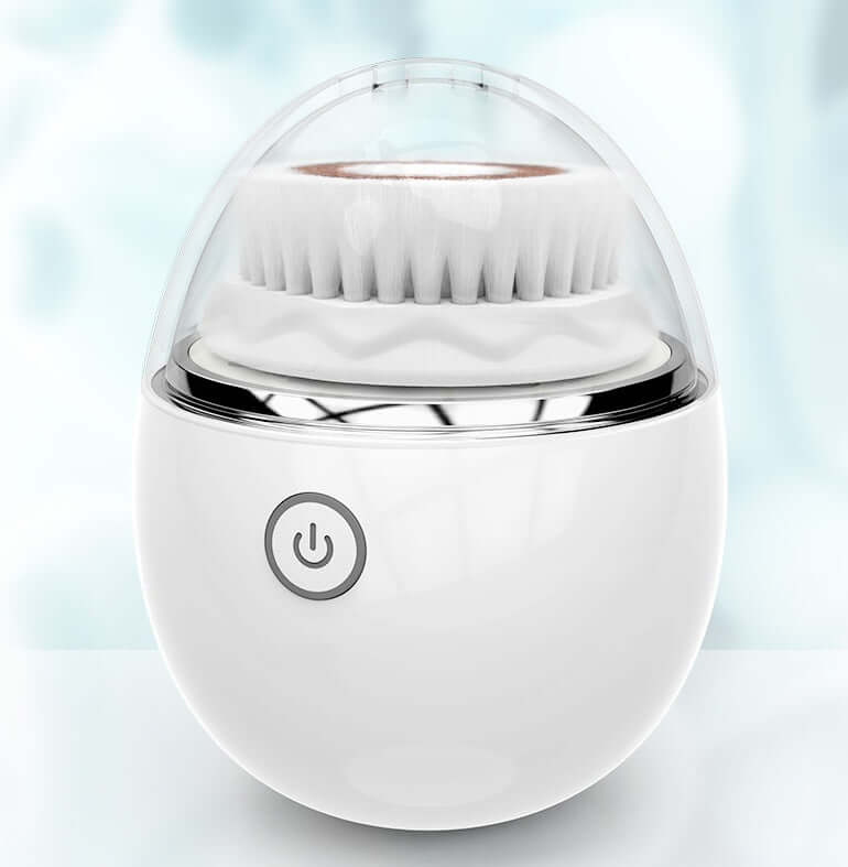 Ultrasonic electric face washer with sonic cleaning technology and wireless charging feature.