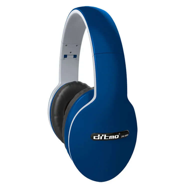 Headset sports headphones gaming wired headphones in blue color with cushioned ear pads and adjustable headband.