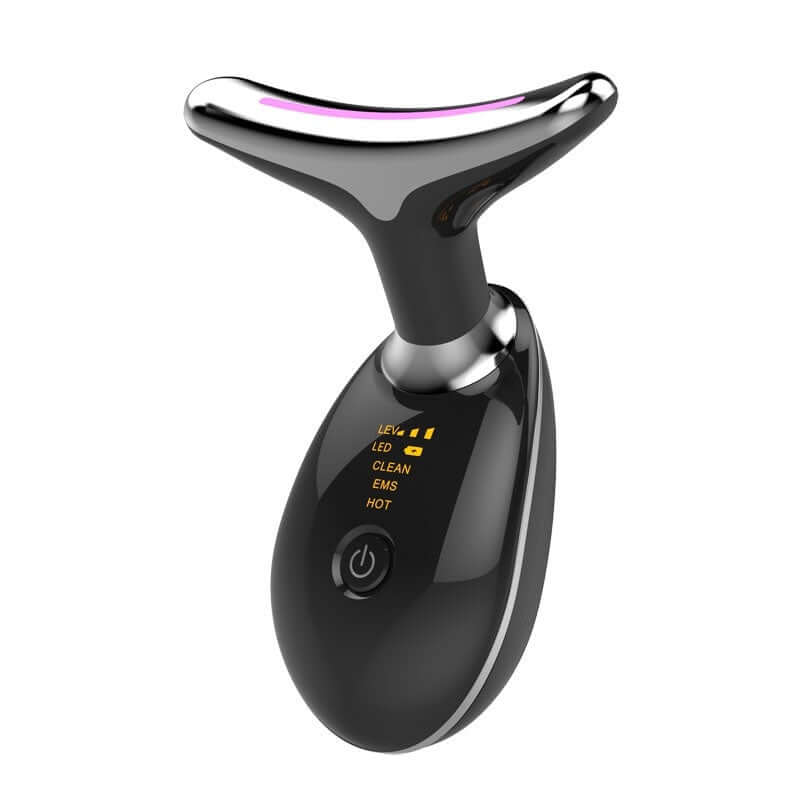 EMS Thermal Neck Lifting And Tighten Massager Electric Microcurrent Wrinkle Remover device with control panel.