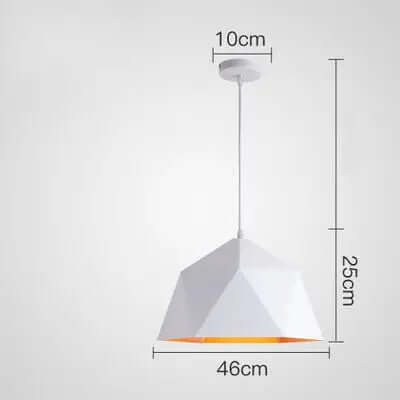 Colorful Geometric Creative Small Hanging Lamps in white with dimensions 46cm width, 25cm height, and 10cm depth.