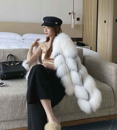 High End Marble Fox Fur Coat