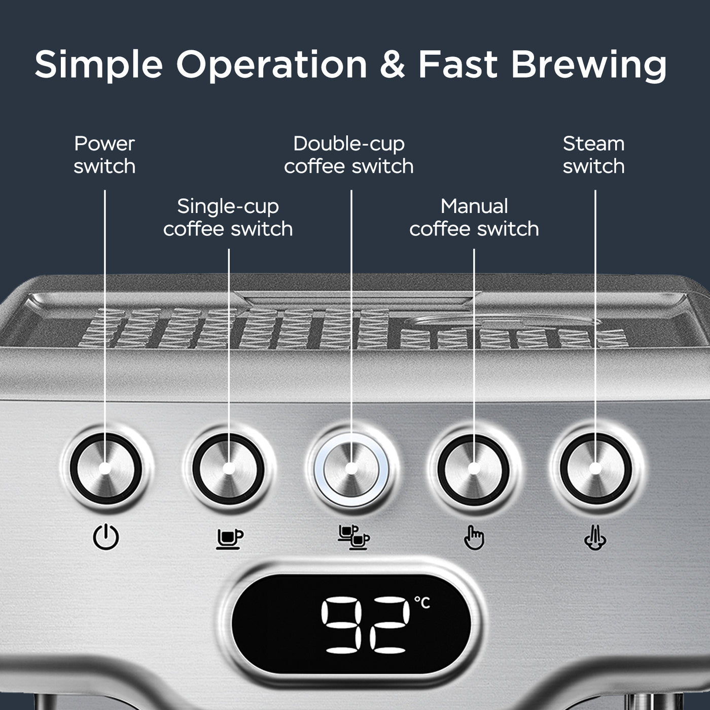 Geek Chef Espresso Machine, 20 Bar Espresso Machine With Milk Frother For Latte, Cappuccino, Macchiato, For Home Espresso Maker, 1.8L Water Tank, Stainless Steel, Ban On Amazon - Nexa Home