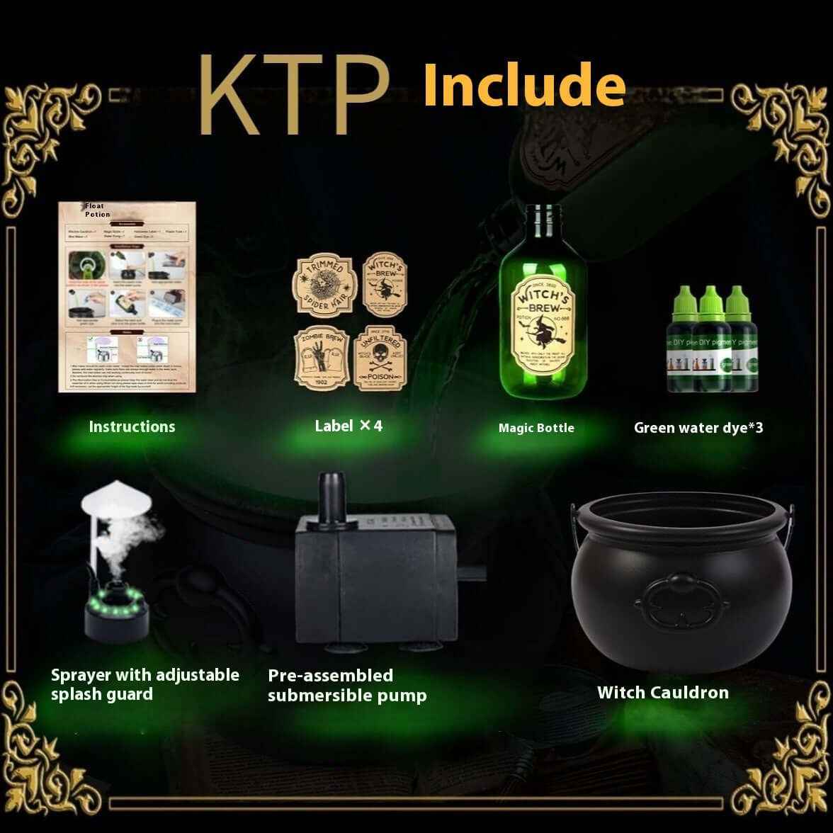 Halloween Black Wizard Bowl Magic Float Bottle And Diffuser Indoor Home Bar Magic Party Horror Ghost Props Halloween Decoration