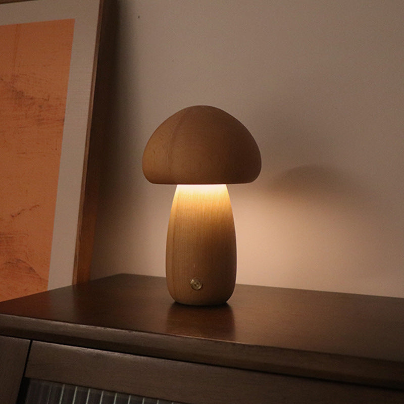 INS Wooden Cute Mushroom LED Night Light With Touch Switch  Bedside Table Lamp For Bedroom Childrens Room Sleeping Night Lamps Home Decor - Nexa Home