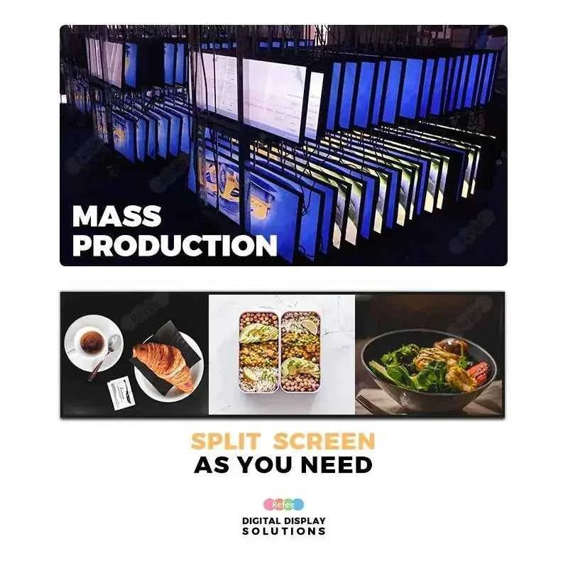 Ultra Wide Stretched Bar Display Monitor Lcd Advertising Screen Shelf Edge For Supermarket