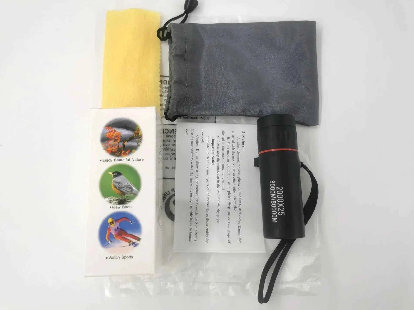 Outdoor 2000x25 HD Monocular Telescope Mini Portable Mobile Phone Telescope with Holder Camping Hunting Birdwatching Telescopes