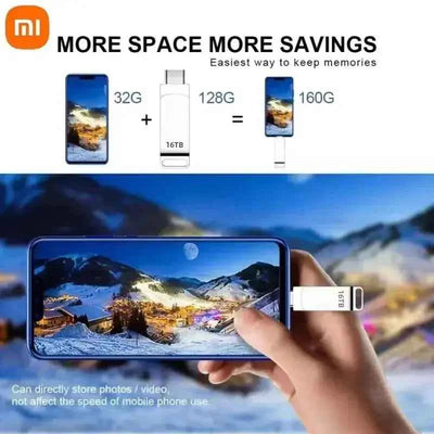 Xiaomi 16TB Flash Drive USB 3.2 High Speed Waterproof USB Transfer Type-c 2-In-1 8TB 16TB OTG Pendrive Flash Disk For Computer