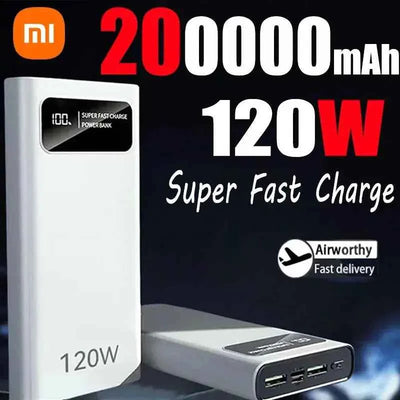 Xiaomi 120W 200000mAh Power Bank Super Fast Charging Battery High Capacity Digital Display PowerBank For iPhone Huawei 2025