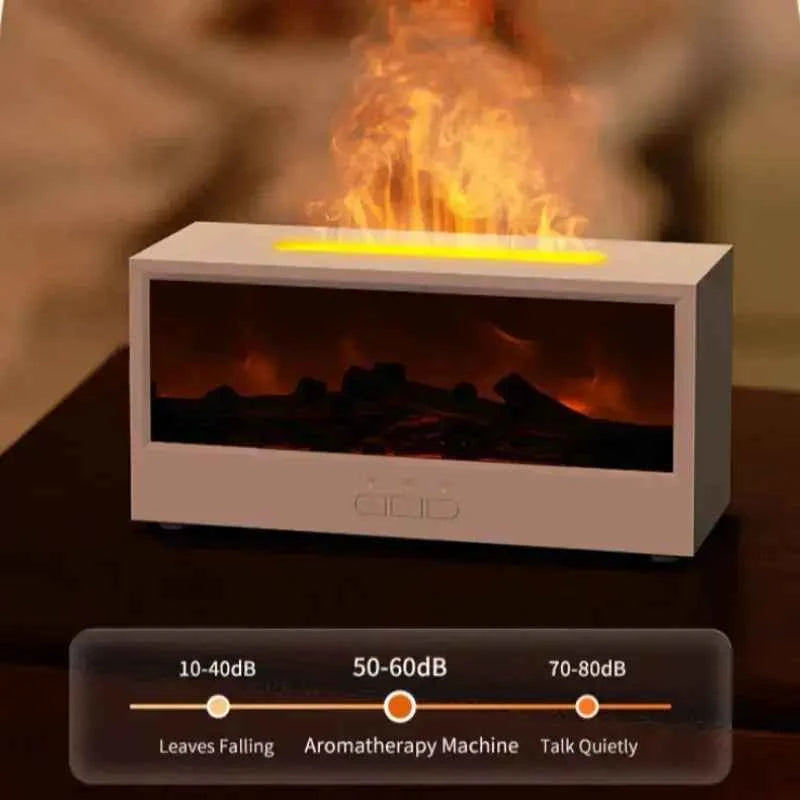 Creative Simulation 3D Retro Fireplace Flame Diffuser Desktop Home Remote Control Simulation Charcoal Fireplace Humidifier