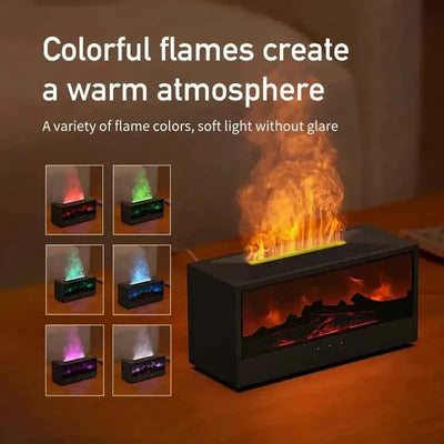 Creative Simulation 3D Retro Fireplace Flame Diffuser Desktop Home Remote Control Simulation Charcoal Fireplace Humidifier