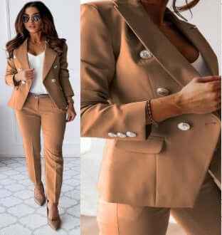 New All-matching Casual Suit Lapel Button-down Jacket And Slim-fit Trousers For Women's Office Business Set Clothing