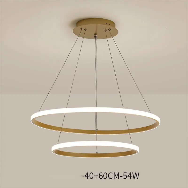 Living Room Chandelier Dining Room Lamp Intelligent Simple Household Chandelier with two circular rings design.