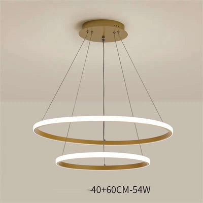Living Room Chandelier Dining Room Lamp Intelligent Simple Household Chandelier with two circular rings design.