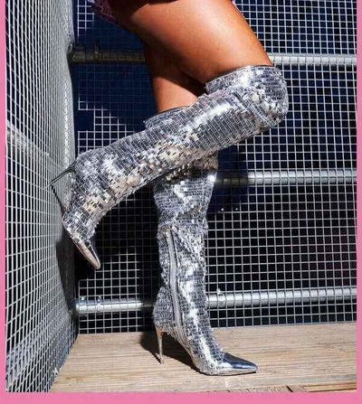 Over-the-knee Boots Women - Fashionable Sequins Style