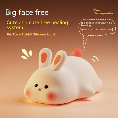 Cute LED Night Light Touch Sensor Cartoon Kid's Nightlights Big Face Rabbit Silicone Night Light Christmas Gift Bedside Lamp Home Decor - Nexa Home