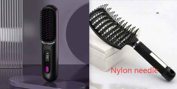 2 In 1 Straight Hair Comb Wireless Hair Straightener Brush Hair Fast Heating Portable Hot Curler USB Charging