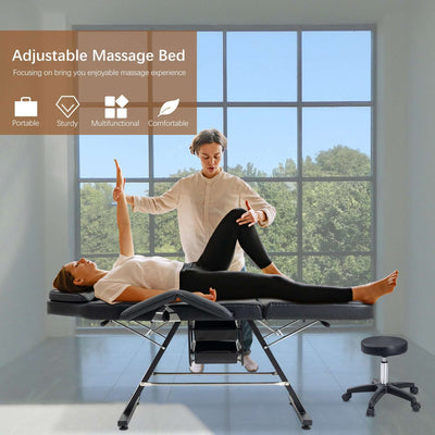 Metal Massage Salon Tattoo Chair in use, showcasing its adjustable features and comfort during massages.
