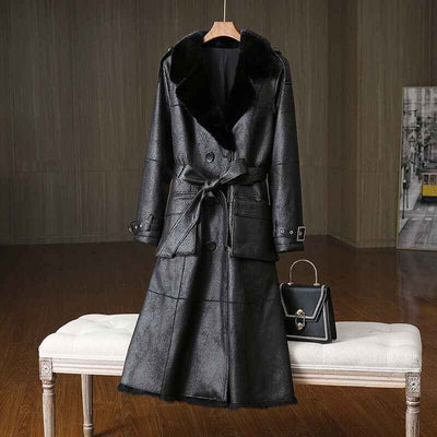 Rabbit Fur Women's Jacket - Stylish All-in-One Suit