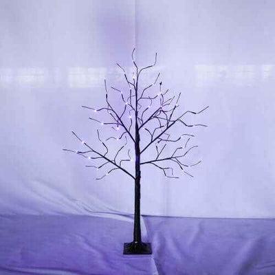 3 Pack Halloween Spooky Tree With Purple Lights, 4FT 5FT And 6FT, Lighted Black Tree For Halloween Decoration