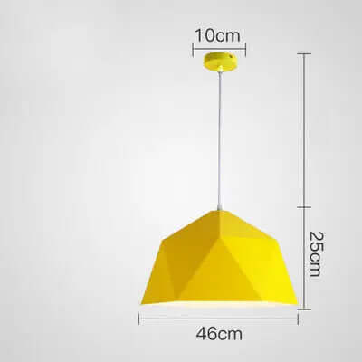 Colorful Geometric Creative Small Hanging Lamps - Yellow geometric pendant lamp with dimensions 46cm width and 25cm height.