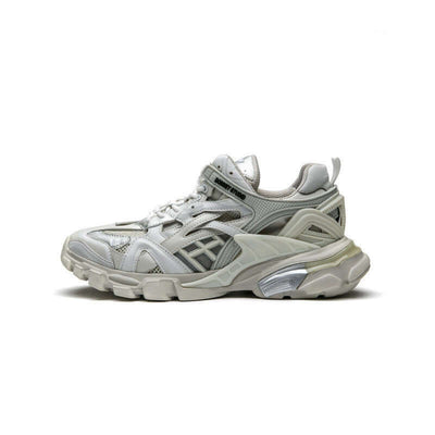 Thick-soled White Men's Ins Tide New Sports Men's Shoes with mixed material upper and rubber foam sole.